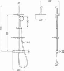 Mexen Kt40 sprchový stĺp s termostatickou batériou, ružového zlata (771504093-60)