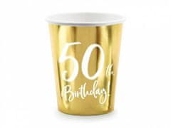 Párty poháriky 50 ROKOV - narodeniny - Happy birthday - zlaté - 220 ml - 6 ks
