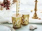 Párty poháriky 50 ROKOV - narodeniny - Happy birthday - zlaté - 220 ml - 6 ks