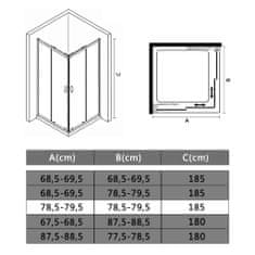 Vidaxl Sprchový kút z bezpečnostného skla 80x80x185 cm