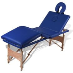 Petromila vidaXL Modrý skladací masážny stôl, 4 zóny, drevený rám