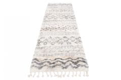 Chemex Koberec Aztec Chodníkový Boho Shaggy So Strapcami Fa60A Ejf Krémová Sivá 70x200 cm