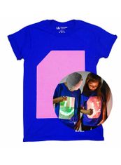 ILLUMINATED APPAREL Modré detské zábavné iluminačné tričko /ružová svietiaca plocha/ + laser pero