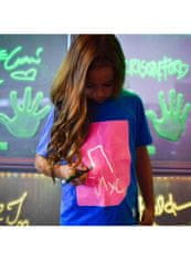 ILLUMINATED APPAREL Modré detské zábavné iluminačné tričko /ružová svietiaca plocha/ + laser pero