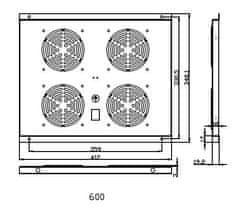 LAN-TEC FU.P600.004 - ventilačná jednotka, 4 ventilátory, h600