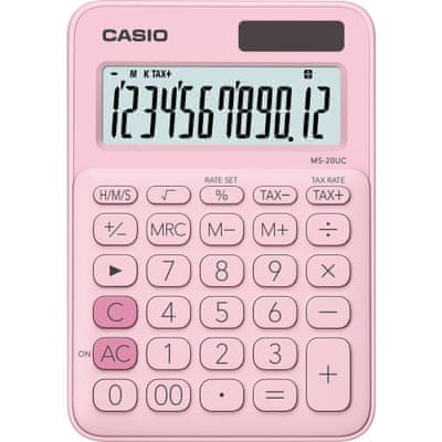 Vrecková kalkulačka Casio MS 20 UC PK, solárna, malá, ľahká, základná