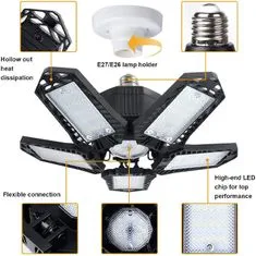 Netscroll LED reflektor pre garáž alebo dielňu, LED svetlo pre garáž, záhradu, dvor, dielňu alebo sklad, zložiteľné hlavy, GarageLights