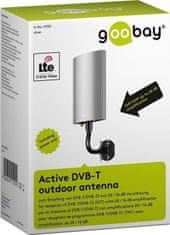 Goobay DVB-T exteriérová anténa s LTE/4G filtrom, aktívna so stojanom, farba šedá, DVB-T/DVB-T2 HD (DTT) 20 dB/16 dB; 51501