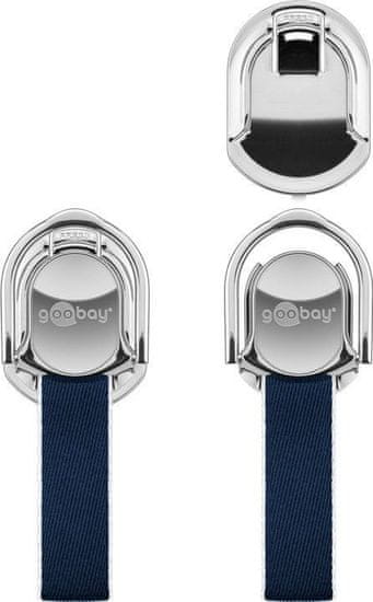 Goobay univerzálny klip na smartfón, pútko 2-v-1 (silver/blue); 41061