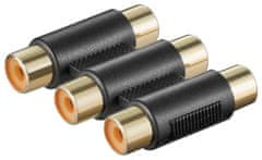 Goobay 3x RCA adaptér, 3xF / 3xF, pozlátené kontakty; 11871