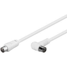 Goobay anténny kábel (80 dB), lomený 2x tienený, 5 m, biely - Coaxial (M) > Coaxial (F) 90°; 67362