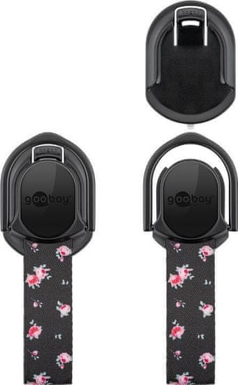 Goobay univerzálny klip na smartfón, pútko 2-v-1 (black/flowers); 41059