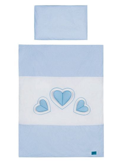 BELISIMA 6-dielne posteľné obliečky Tri srdcia 100/135 bielo-modré