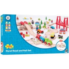 Bigjigs Rail Drevená vláčikodráha s vidieckou cestou 80 dielov