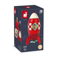 Janod Drevená magnetická skladačka Raketa Kit Magnet 16 cm 9 ks