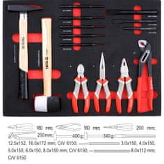 YATO Skrinka dielenská pojazdná s náradím (211ks) 7 zásuviek