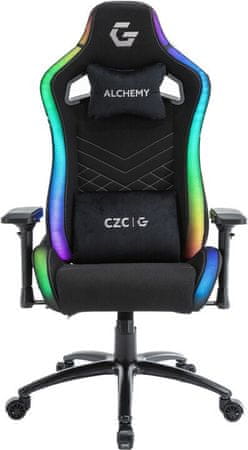 Herná stolička CZC Gaming Alchemy, čierna (CZCGX400), stoličky k PC, otočná stolička, RGB, látková