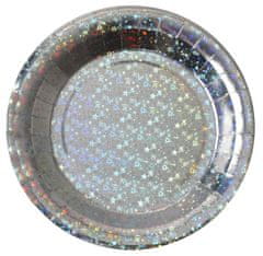 Santex Papierové taniere strieborné glitter 23cm 10ks