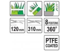 YATO  Nožnice na trávu 310 mm 8 pozícií (360°)