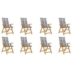 Vidaxl Skladacie záhradné stoličky s podložkami 8 ks akáciový masív