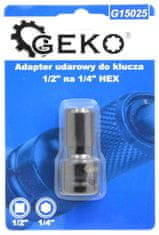 GEKO Adaptér úderový do pneumatického uťahováka, upínanie 1/2" na 1/4" HEX