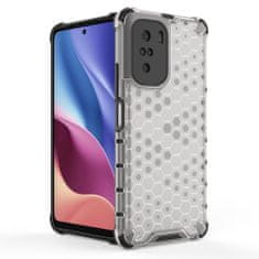 IZMAEL Honeycomb pancierové puzdro so silikónovým rámom pre Xiaomi Poco F3/Redmi K40/Redmi K40 Pro/Redmi K40 Pro+ - Transparentná KP10023