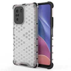 IZMAEL Honeycomb pancierové puzdro so silikónovým rámom pre Xiaomi Poco F3/Redmi K40/Redmi K40 Pro/Redmi K40 Pro+ - Transparentná KP10023