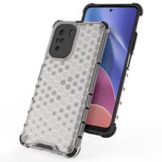 IZMAEL Honeycomb pancierové puzdro so silikónovým rámom pre Xiaomi Poco F3/Redmi K40/Redmi K40 Pro/Redmi K40 Pro+ - Transparentná KP10023