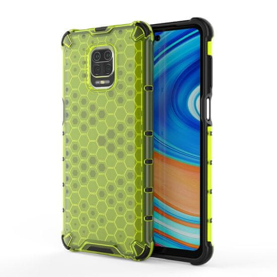 IZMAEL Honeycomb pancierové puzdro so silikónovým rámom pre Xiaomi Redmi Note 9S/Redmi Note 9 Pro - Zelená KP10276