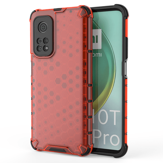 IZMAEL Honeycomb pancierové puzdro so silikónovým rámom pre Xiaomi Mi 10T/Mi 10T Pro - Červená KP9992