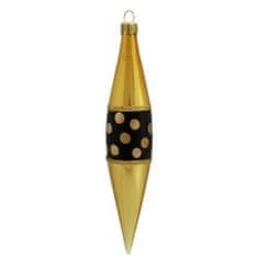 Decor By Glassor Raketa 8 x 4 cm zlatý lak dekor černý s puntíky