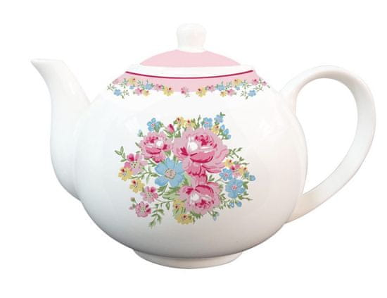 Isabelle Rose Porcelánová čajová kanvica biela Marie Pink 1000 ml