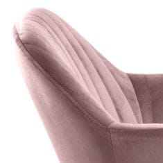 Design Scandinavia Jedálenská stolička s opierkami Ema, zamat, ružová