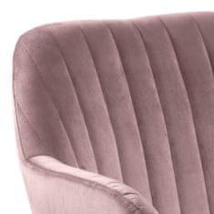Design Scandinavia Jedálenská stolička s opierkami Ema, zamat, ružová
