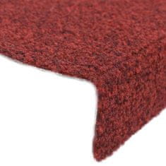Vidaxl Nášľapy na schody 5 ks červené 56x17x3 cm vpichovaná textília