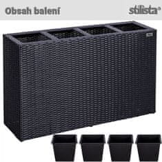 Greatstore STILISTA Kvetináč so 4 kvetináčmi, tkaný polyratan, hnedá