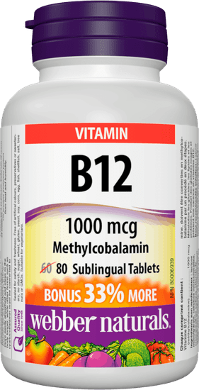 Webber Naturals B12 1000 mcg 80 tbl