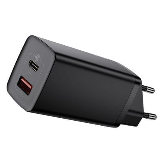 BASEUS GaN2 Lite sieťová nabíjačka USB / USB-C QC 3.0 PD 65W, čierna