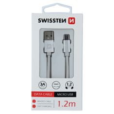 SWISSTEN USB/microUSB 1.2m, strieborný