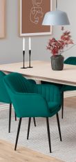 Design Scandinavia Jedálenská stolička s opierkami Ema, zamat, tmavo zelená / čierna