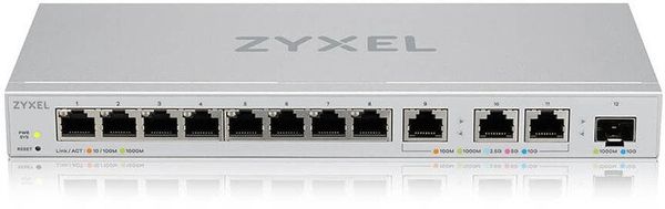 Kompaktný multi gigabit stolný switch prepínač ZyXEL XGS1250-12 12 portov RJ-45 VLAN SFP+ praktický pre domácnosť kanceláriu vysoká rýchlosť