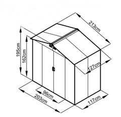 IWHOME Záhradný domček ARES A 2,71 m² svetlosivá IWH-10230019