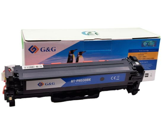 G&G HP CC530A, HP 304A , Premium patentovaný toner, 3500 strán s čipom Čierna - Black