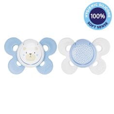 Chicco Cumlík Physio Comfort silikónové 0-6m chlapec - medvedík/bodky 2 ks