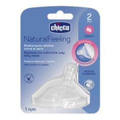 Chicco Cumlík na fľašu Natural Feeling silikón stredný prietok 2m+ 1 ks