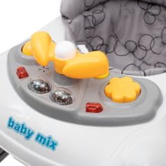 Baby Mix Detské chodítko s volantom a silikónovými kolieskami tmavo šedý