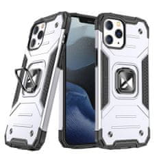 shumee Pancierové puzdro s krytom + magnetický držiak na iPhone 13 Ring Armor, strieborné