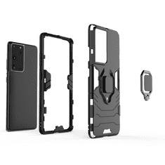 IZMAEL Odolné Puzdro Ring Armor Case pre Samsung Galaxy S30 Ultra/Galaxy S21 Ultra 5G - Čierna KP9710