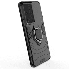 IZMAEL Odolné Puzdro Ring Armor Case pre Samsung Galaxy S30 Ultra/Galaxy S21 Ultra 5G - Čierna KP9710