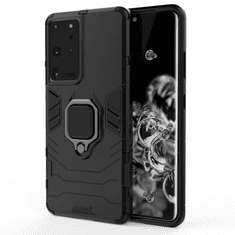 IZMAEL Odolné Puzdro Ring Armor Case pre Samsung Galaxy S30 Ultra/Galaxy S21 Ultra 5G - Čierna KP9710